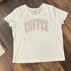 Brown rhinestone graphic tee coffee
